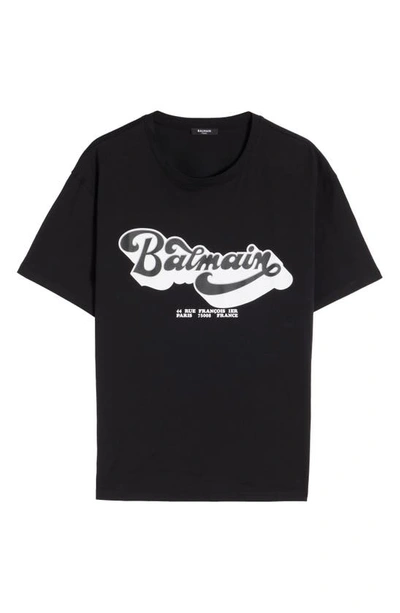 Shop Balmain '70s Logo Graphic T-shirt In Eab - Black/ White