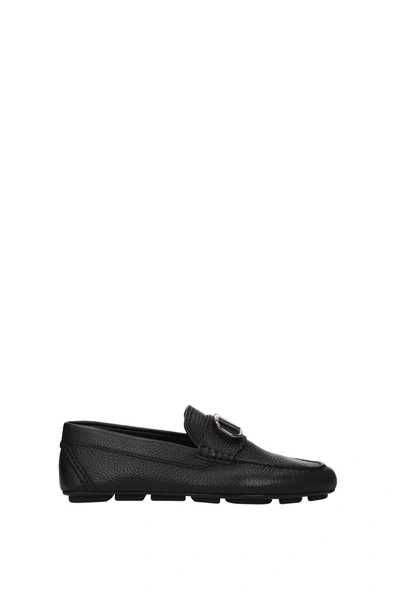 Shop Valentino Loafers Leather Black