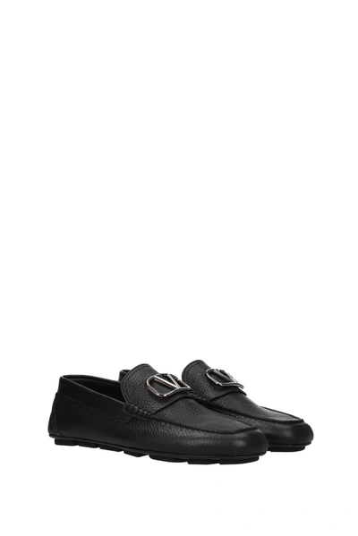 Shop Valentino Loafers Leather Black