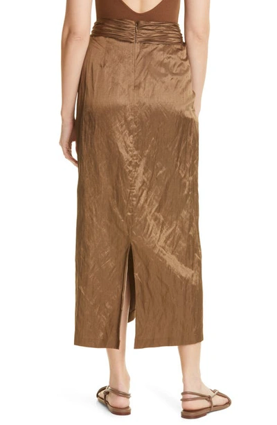 Shop Vince Metallic Twist Front Cotton Blend Skirt In Cottonwood