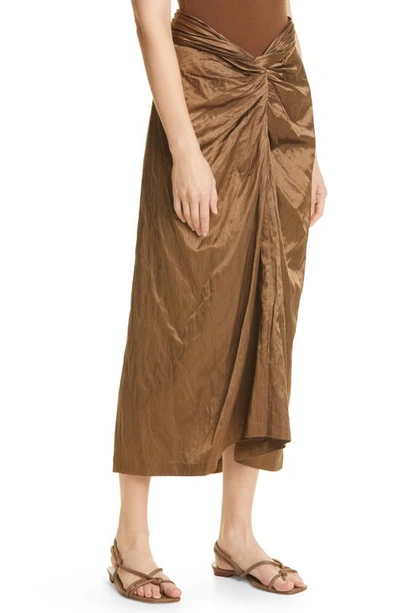 Shop Vince Metallic Twist Front Cotton Blend Skirt In Cottonwood