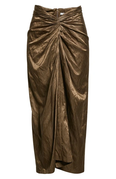 Shop Vince Metallic Twist Front Cotton Blend Skirt In Cottonwood