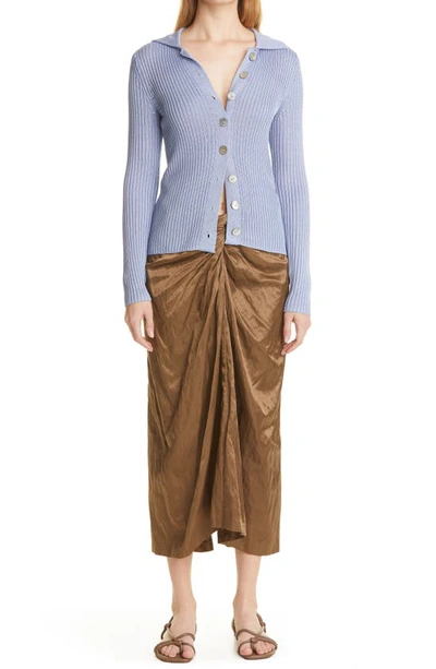 Vince Metallic Twist Front Cotton Blend Skirt In Cottonwood