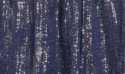 Shop Ramy Brook Bridgid Metallic Silk Blend Gown In Spring Navy Subtle Silk