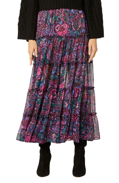 Shop Misa Jessica Floral Print Split Sleeve Midi Dress In Flora Electric