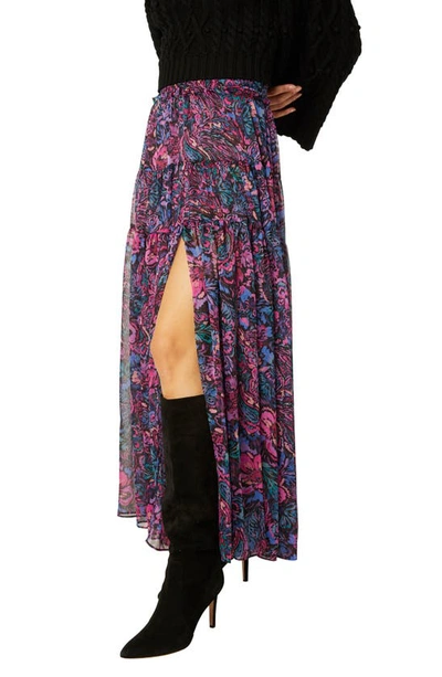 Shop Misa Jessica Floral Print Split Sleeve Midi Dress In Flora Electric