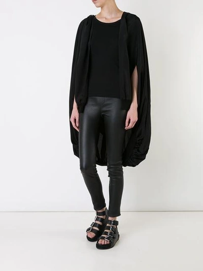 Shop Yohji Yamamoto Gathering Details Hooded Cape In Black