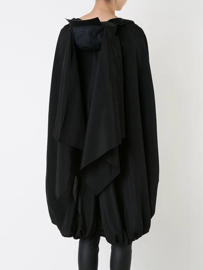 Shop Yohji Yamamoto Gathering Details Hooded Cape In Black