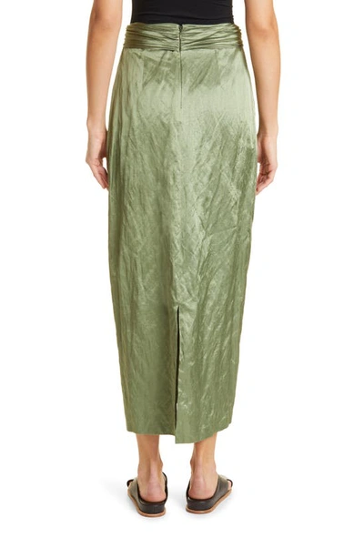 Shop Vince Metallic Twist Front Cotton Blend Skirt In Dk Pistachio