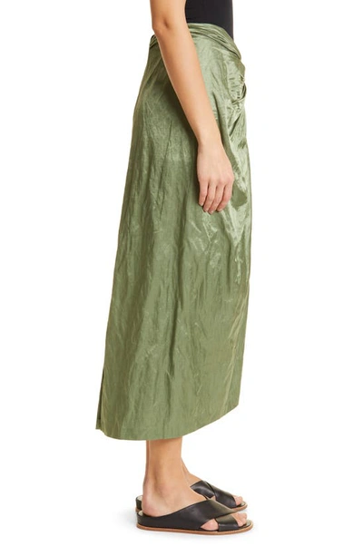 Shop Vince Metallic Twist Front Cotton Blend Skirt In Dk Pistachio