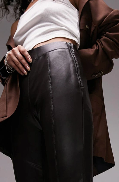 Shop Topshop Skinny Fit Faux Leather Trousers In Brown