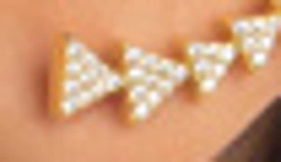 Adornia White Rhodium Plated Swarovski Crystal Accented Arrow Ear Climber Earrings In Yellow