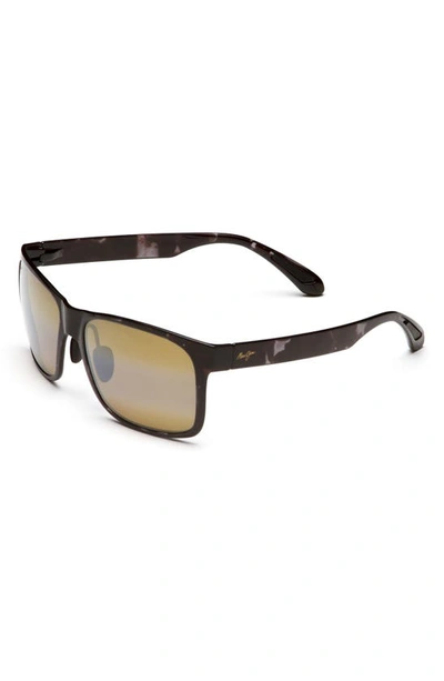 Shop Maui Jim Red Sands 59mm Polarizedplus2® Rectangular Sunglasses In Black Grey Tortoise