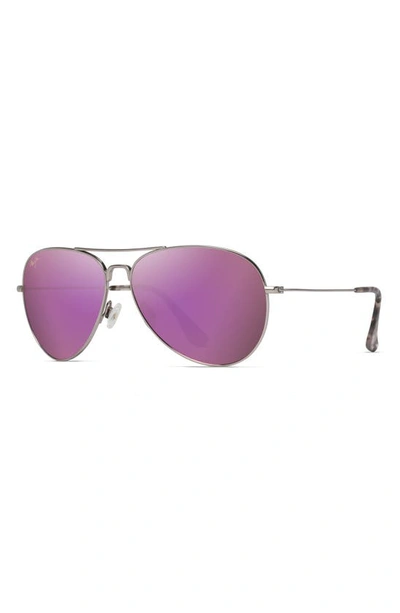 Maui Jim Mavericks 61mm Mirrored Polarizedplus2® Aviator Sunglasses In Rose Gold/ Maui Sunrise