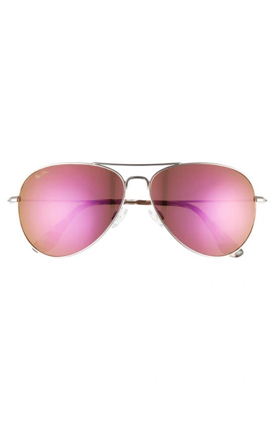 Maui Jim Mavericks 61mm Mirrored Polarizedplus2® Aviator Sunglasses In Rose Gold/ Maui Sunrise