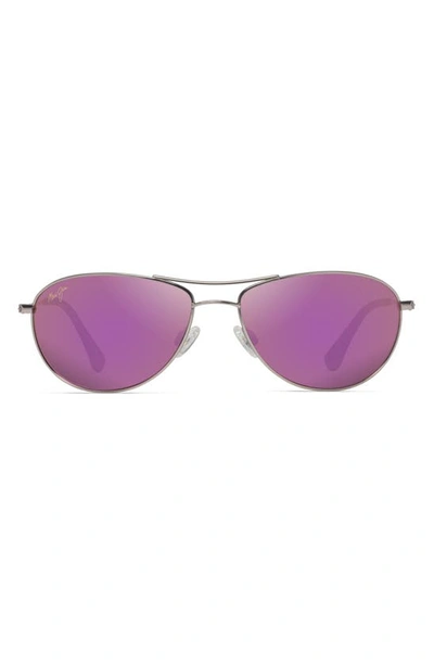 Shop Maui Jim Baby Beach 56mm Mirrored Polarizedplus2® Aviator Sunglasses In Rose Gold/ Maui Sunrise