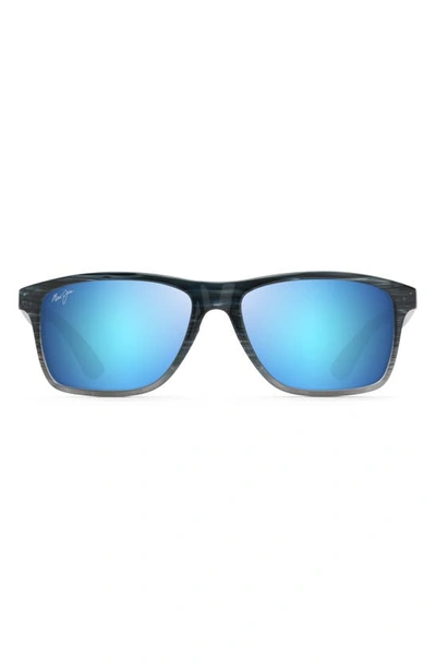 Shop Maui Jim Onshore 58mm Polarized Rectangular Sunglasses In Blue Black Stripe