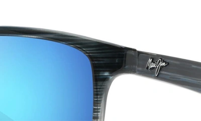 Maui Jim Onshore Polarized Rectangular Sunglasses, 58mm In Blue Black Stripe