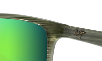Maui Jim Unisex Onshore Polarized Rectangular Sunglasses, 58mm In Olive Stripe Fade