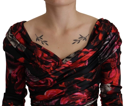 Shop Dolce & Gabbana Black Floral Roses A-line Sheath Gown Women's Dress