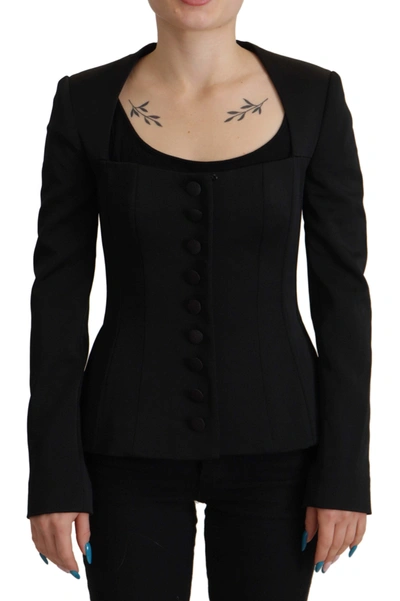 Shop Dolce & Gabbana Black Slim Fit Long Sleeves Snap Women's Jacket