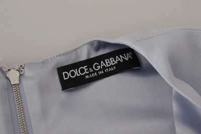 Shop Dolce & Gabbana Blue Floral Applique Midi Viscose Women's Dress