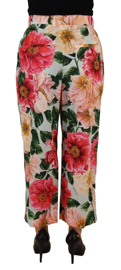 Shop Dolce & Gabbana Multicolor Flora Printed High Waist Cropped Trouser Women's Pants