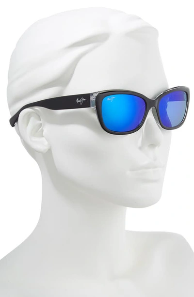 Shop Maui Jim Plumeria 55mm Polarizedplus2® Cat Eye Sunglasses In Black W Crystal/ Blue Hawaii