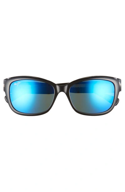Shop Maui Jim Plumeria 55mm Polarizedplus2® Cat Eye Sunglasses In Black W Crystal/ Blue Hawaii