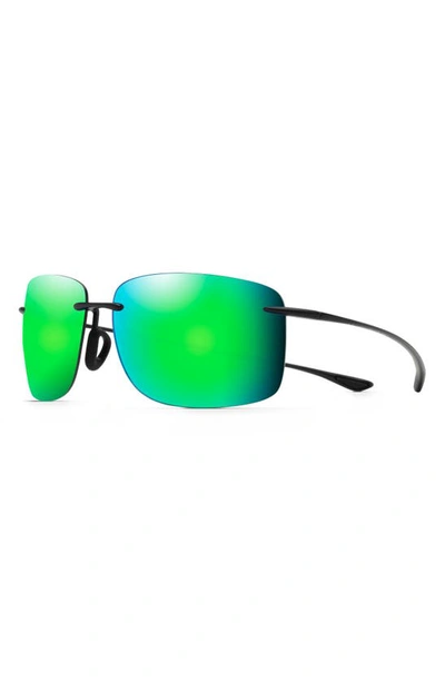 Shop Maui Jim Hema 62mm Polarized Rectangular Sunglasses In Matte Black