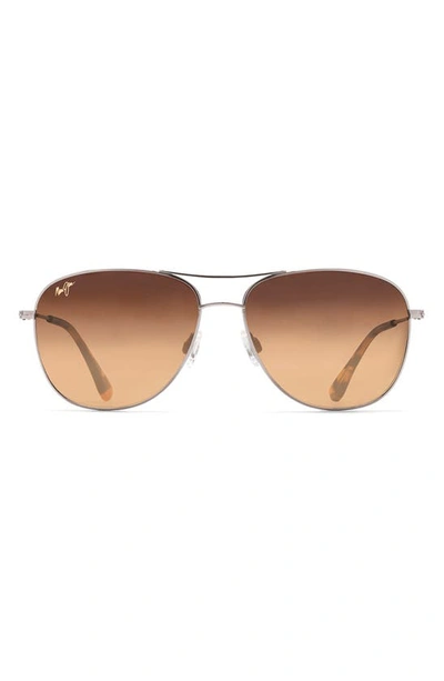 Shop Maui Jim Cliff House 59mm Polarized Aviator Sunglasses In Gold
