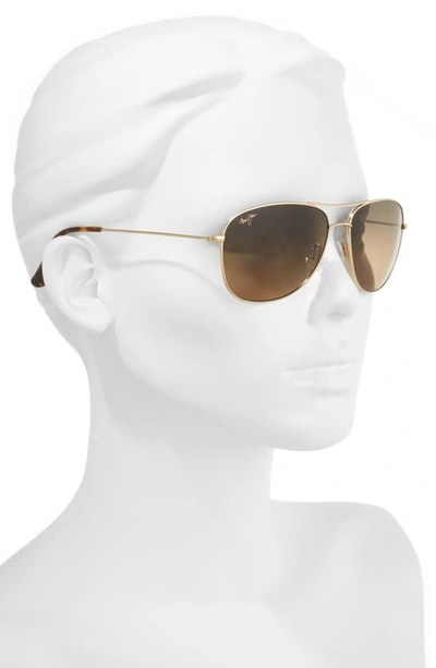 Shop Maui Jim Cliff House 59mm Polarized Aviator Sunglasses In Gold