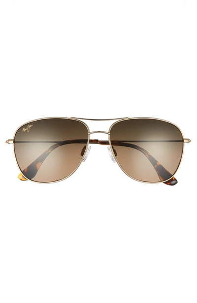 Maui Jim Cliff House 59mm Polarized Aviator Sunglasses In Gold