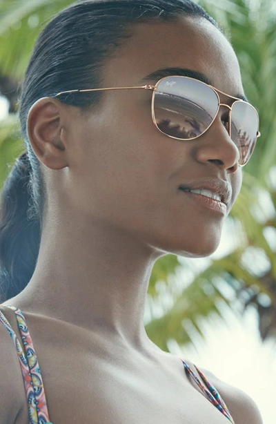 Maui Jim Cliff House 59mm Polarized Aviator Sunglasses In Gold