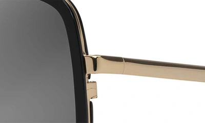 Maui Jim Pua 55mm Polarized Square Sunglasses In Black Gloss With Shiny Gold
