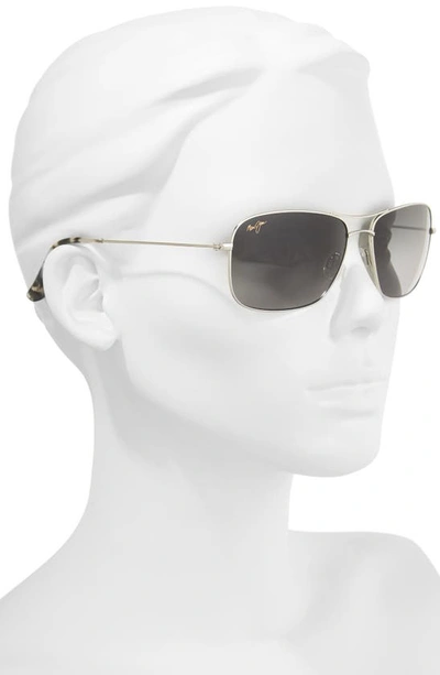 Shop Maui Jim Wiki Wiki 59mm Polarized Aviator Sunglasses In Silver/ Neutral Grey