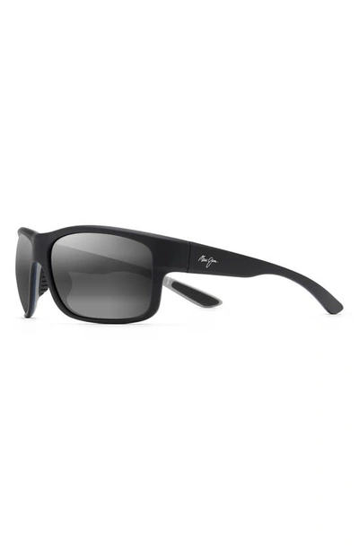 Maui Jim Southern Cross 63mm Ovresize Polarized Sunglasses In Black/ Grey Gradient