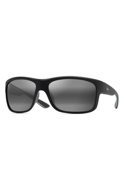 Maui Jim Southern Cross 63mm Ovresize Polarized Sunglasses In Black/ Grey Gradient