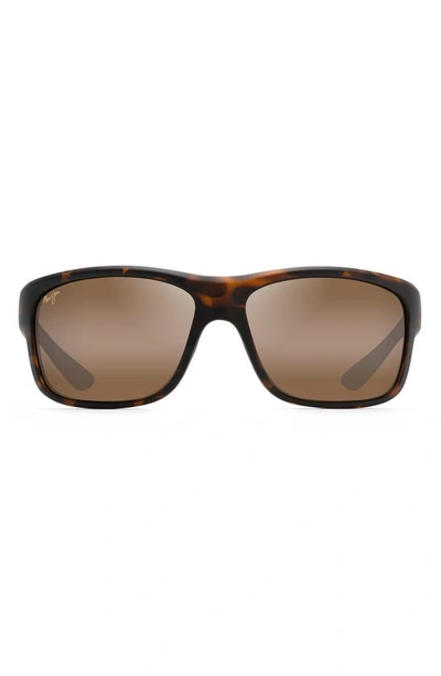 Maui Jim Southern Cross Polarized Square Wrap Sunglasses, 63mm In Tortoise/ Hcl Bronze Gradient