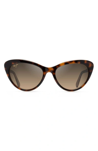 Shop Maui Jim Kalani 54mm Polarized Cat Eye Sunglasses In Dark Tortoise/bronze Gradient