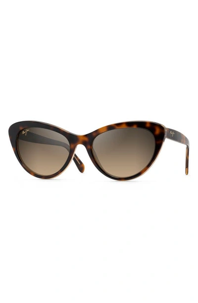 Shop Maui Jim Kalani 54mm Polarized Cat Eye Sunglasses In Dark Tortoise/bronze Gradient
