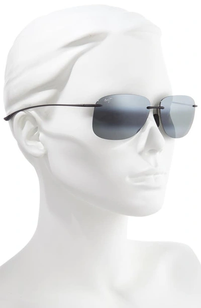 Shop Maui Jim Hikina 62mm Polarized Round Sunglasses In Grey/ Matte Grey