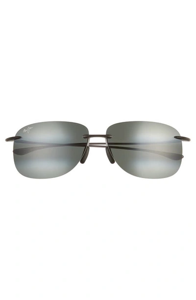 Shop Maui Jim Hikina 62mm Polarized Round Sunglasses In Grey/ Matte Grey