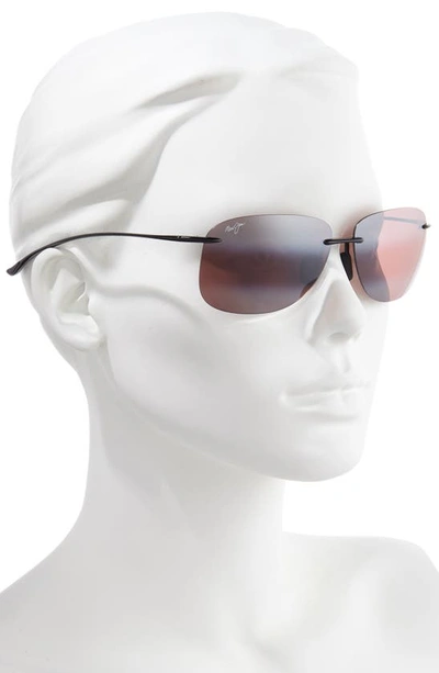 Shop Maui Jim Hikina 62mm Polarized Round Sunglasses In Maui Rose/ Gloss Black