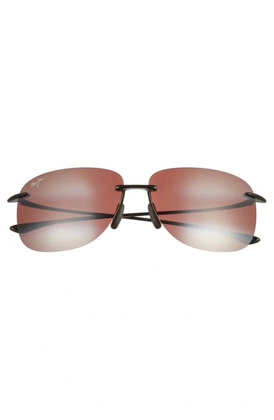 Shop Maui Jim Hikina 62mm Polarized Round Sunglasses In Maui Rose/ Gloss Black