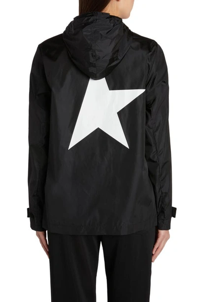 Shop Golden Goose Daris Star Collection Logo Hooded Windbreaker In Black/ White