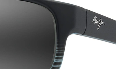 Maui Jim Kaiwi Channel 62mm Rectangular Polarized Sunglasses In Grey Black Stripe Neutral