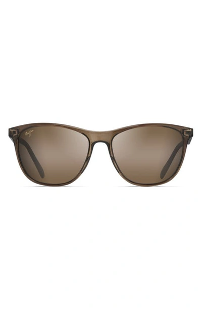Shop Maui Jim Sugar Cane 57mm Polarized Square Sunglasses In Transparent Mocha/ Hcl Bronze