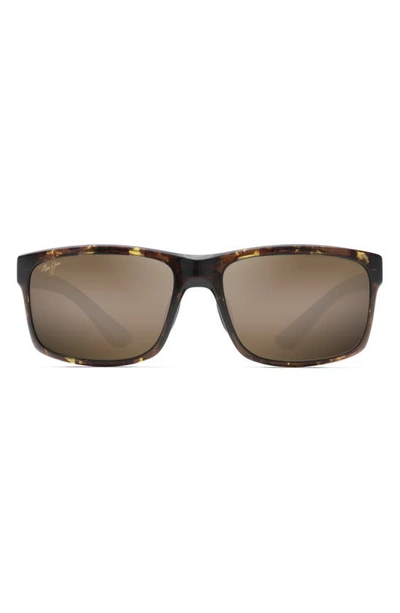 Shop Maui Jim Pokowai Arch 58mm Polarized Rectangular Sunglasses In Olive Tortoise/ Bronze
