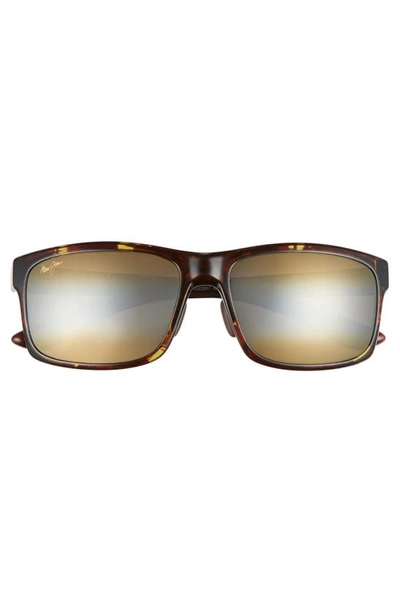 Shop Maui Jim Pokowai Arch 58mm Polarized Rectangular Sunglasses In Olive Tortoise/ Bronze